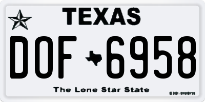 TX license plate DOF6958