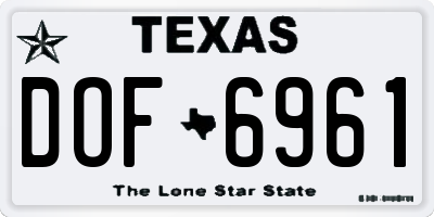 TX license plate DOF6961