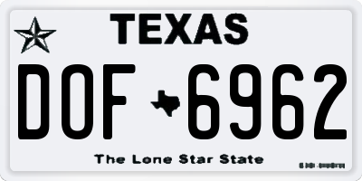 TX license plate DOF6962