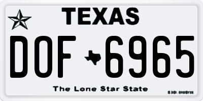 TX license plate DOF6965