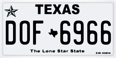 TX license plate DOF6966