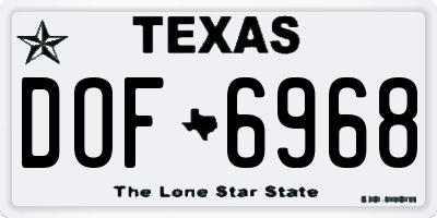 TX license plate DOF6968