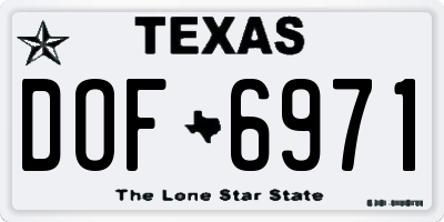 TX license plate DOF6971