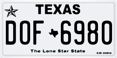 TX license plate DOF6980