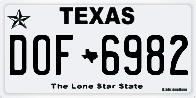 TX license plate DOF6982