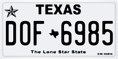 TX license plate DOF6985
