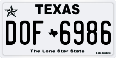 TX license plate DOF6986