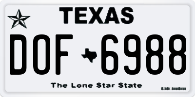 TX license plate DOF6988