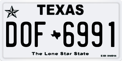TX license plate DOF6991