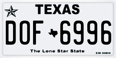 TX license plate DOF6996