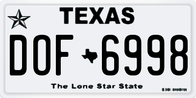 TX license plate DOF6998