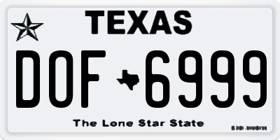 TX license plate DOF6999