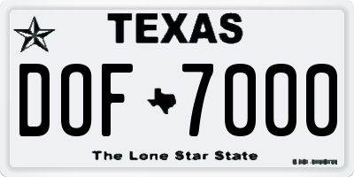 TX license plate DOF7000