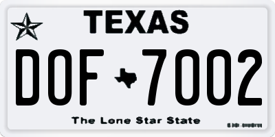 TX license plate DOF7002
