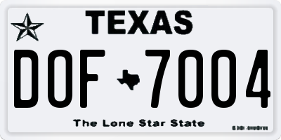 TX license plate DOF7004
