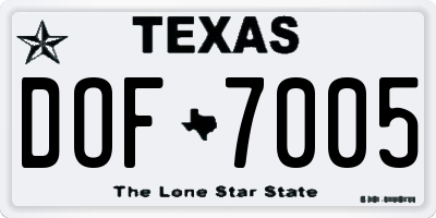 TX license plate DOF7005