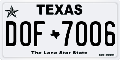 TX license plate DOF7006
