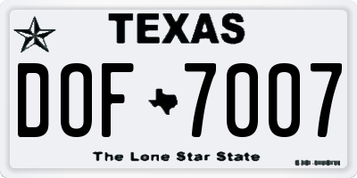 TX license plate DOF7007