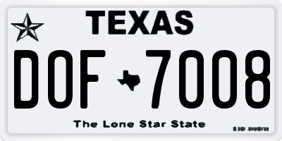 TX license plate DOF7008