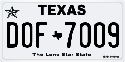 TX license plate DOF7009