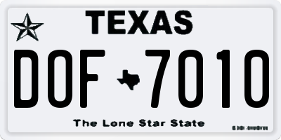 TX license plate DOF7010