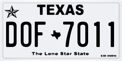 TX license plate DOF7011