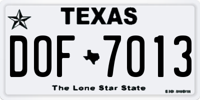 TX license plate DOF7013