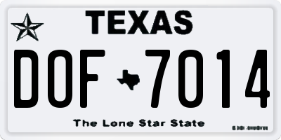 TX license plate DOF7014
