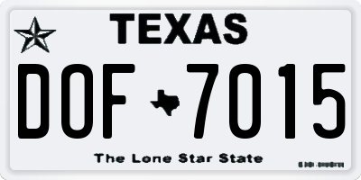 TX license plate DOF7015