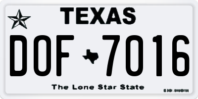 TX license plate DOF7016