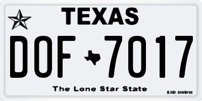 TX license plate DOF7017
