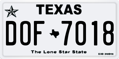 TX license plate DOF7018