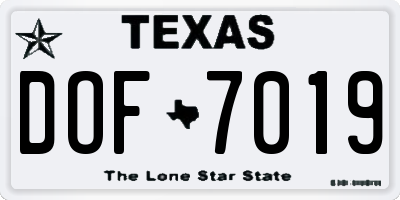 TX license plate DOF7019