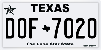 TX license plate DOF7020