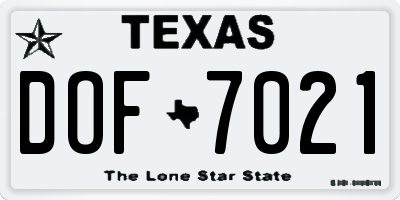 TX license plate DOF7021