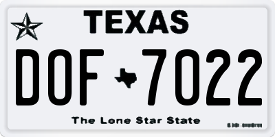 TX license plate DOF7022