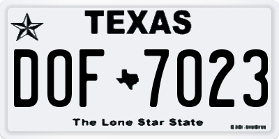 TX license plate DOF7023