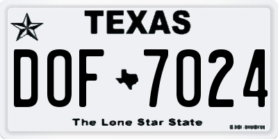 TX license plate DOF7024