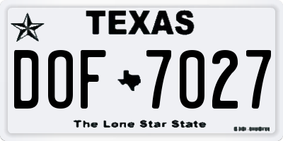 TX license plate DOF7027