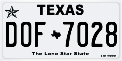TX license plate DOF7028