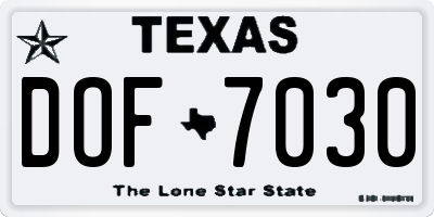 TX license plate DOF7030