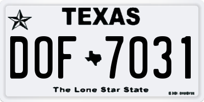 TX license plate DOF7031