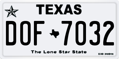 TX license plate DOF7032