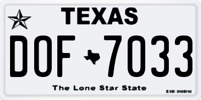 TX license plate DOF7033