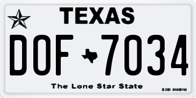 TX license plate DOF7034
