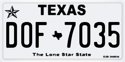 TX license plate DOF7035