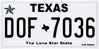TX license plate DOF7036