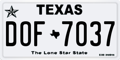 TX license plate DOF7037