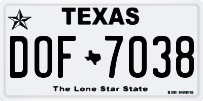 TX license plate DOF7038