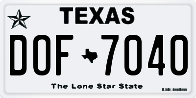 TX license plate DOF7040